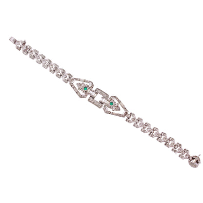 Art Deco Camphor Glass and Rhinestone Bracelet Front