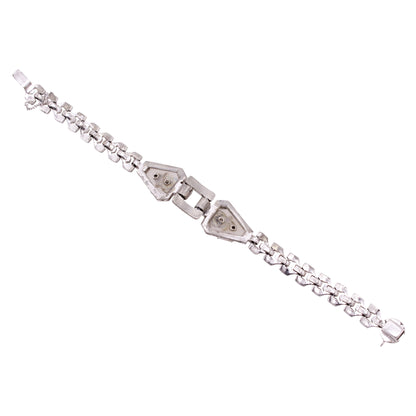 Art Deco Camphor Glass and Rhinestone Bracelet Back