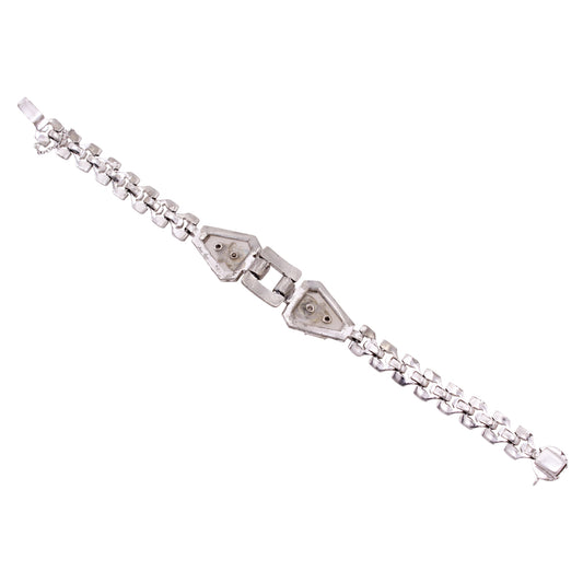 Art Deco Camphor Glass and Rhinestone Bracelet Back