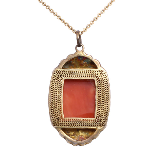 Enamel and Coral Chinese Export Silver Pendant/Necklace Back
