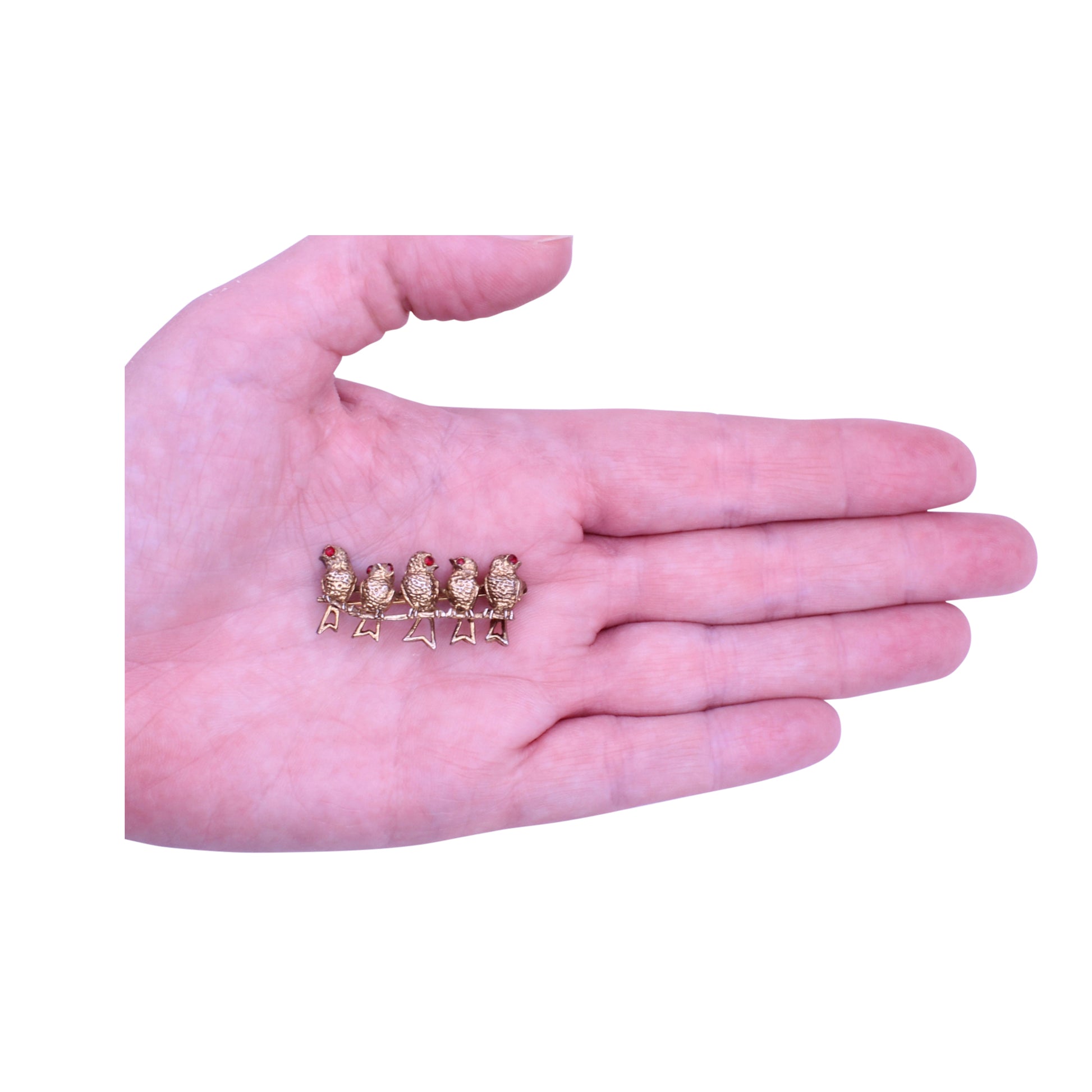 Danecraft Sterling Vermeil Birds on a Branch Brooch Pin Held