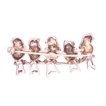 Danecraft Sterling Vermeil Birds on a Branch Brooch Pin Back