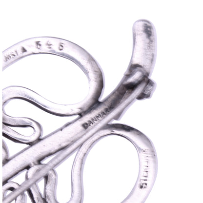 Vintage Just Andersen Denmark Sterling Silver Leaf Pin Brooch Signature