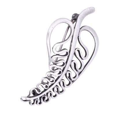 Vintage Just Andersen Denmark Sterling Silver Leaf Pin Brooch