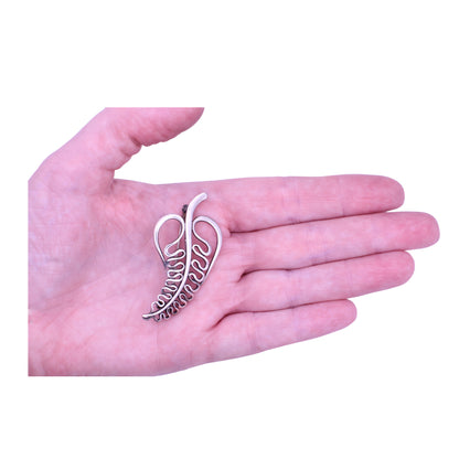 Vintage Just Andersen Denmark Sterling Silver Leaf Pin Brooch Held