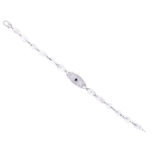 Art Deco 14k Gold, Diamond and Rock Crystal Filigree Bracelet Back