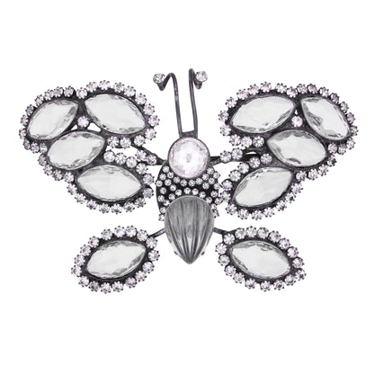 William de Lillo Massive Rhinestone and Glass Stone Butterfly Pin Brooch Front