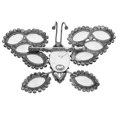 William de Lillo Massive Rhinestone and Glass Stone Butterfly Pin Brooch Back