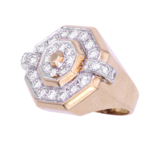 Vintage 18k Yellow and White Gold Diamond Cluster Ring Side