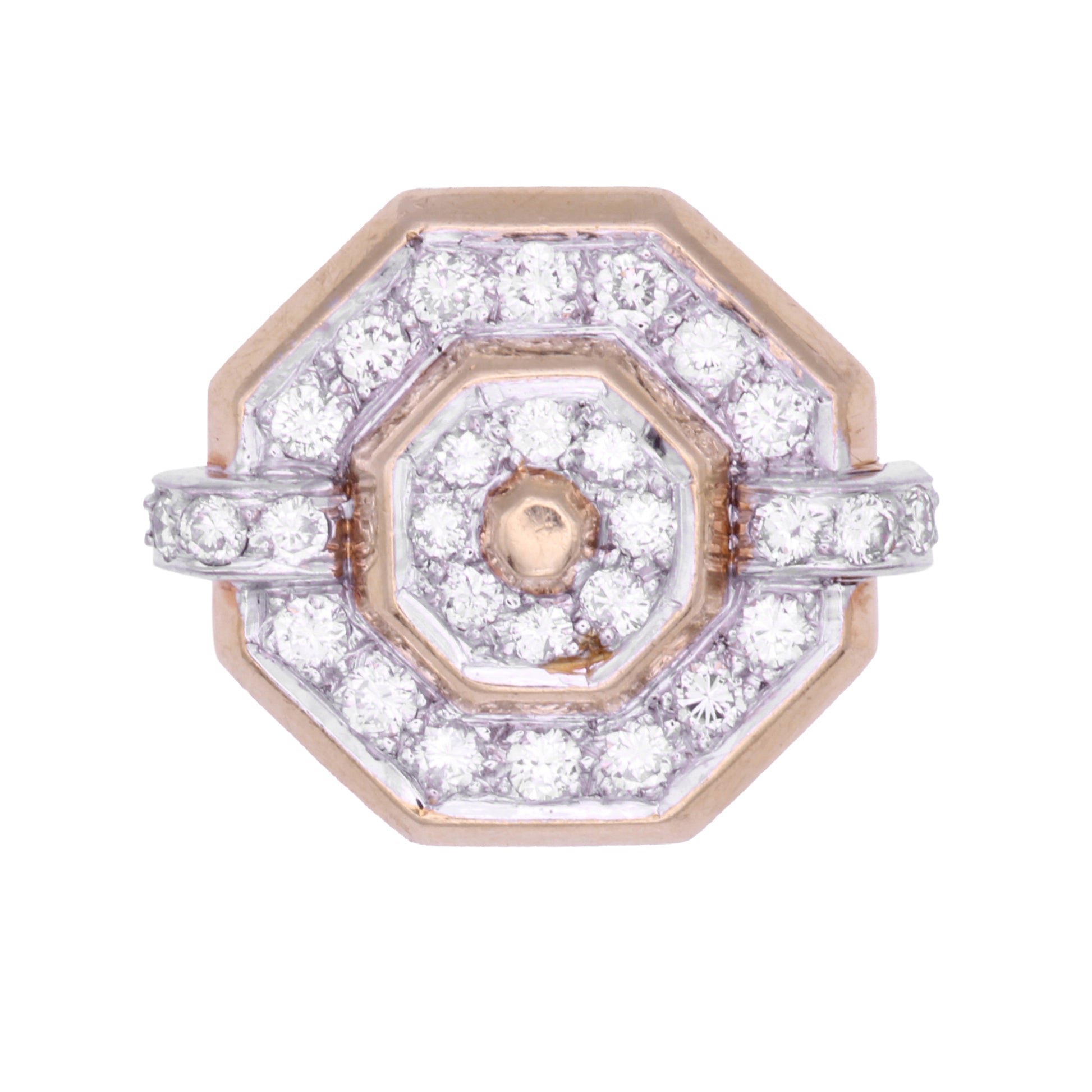 Vintage 18k Yellow and White Gold Diamond Cluster Ring Front