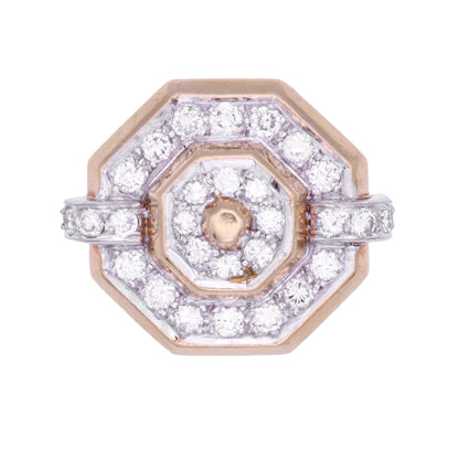 Vintage 18k Yellow and White Gold Diamond Cluster Ring Front