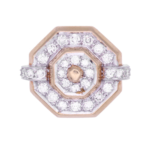 Vintage 18k Yellow and White Gold Diamond Cluster Ring Front