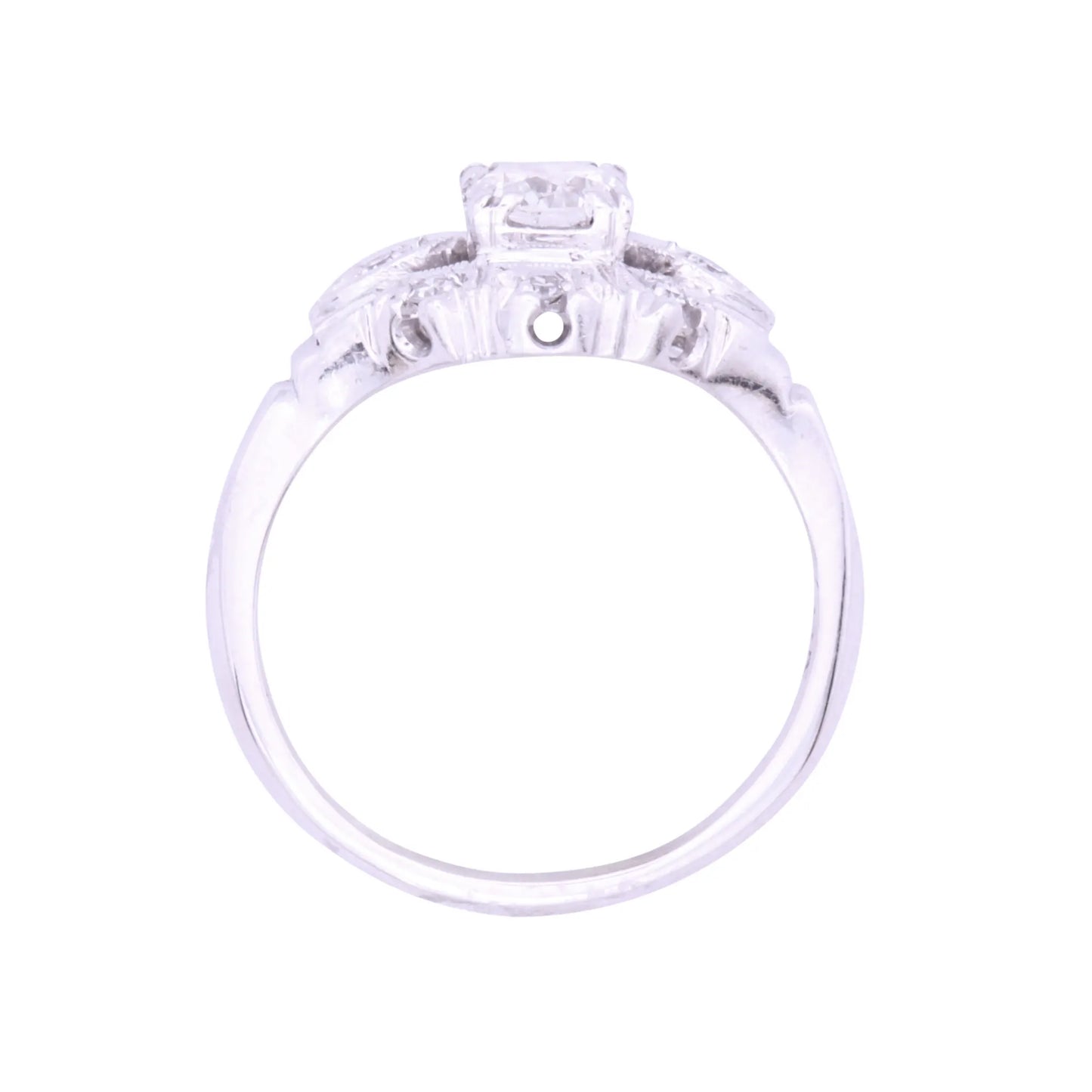 Vintage .5ct Diamond 14k White Gold Ring Side