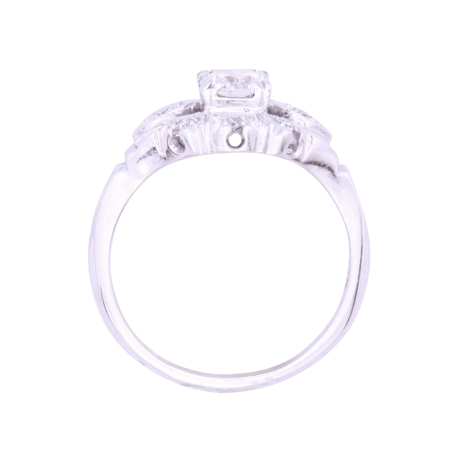 Vintage .5ct Diamond 14k White Gold Ring Side