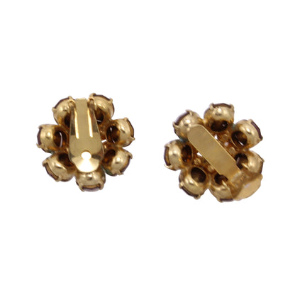 Vintage Amethyst and Pink Rhinestone Earrings Back