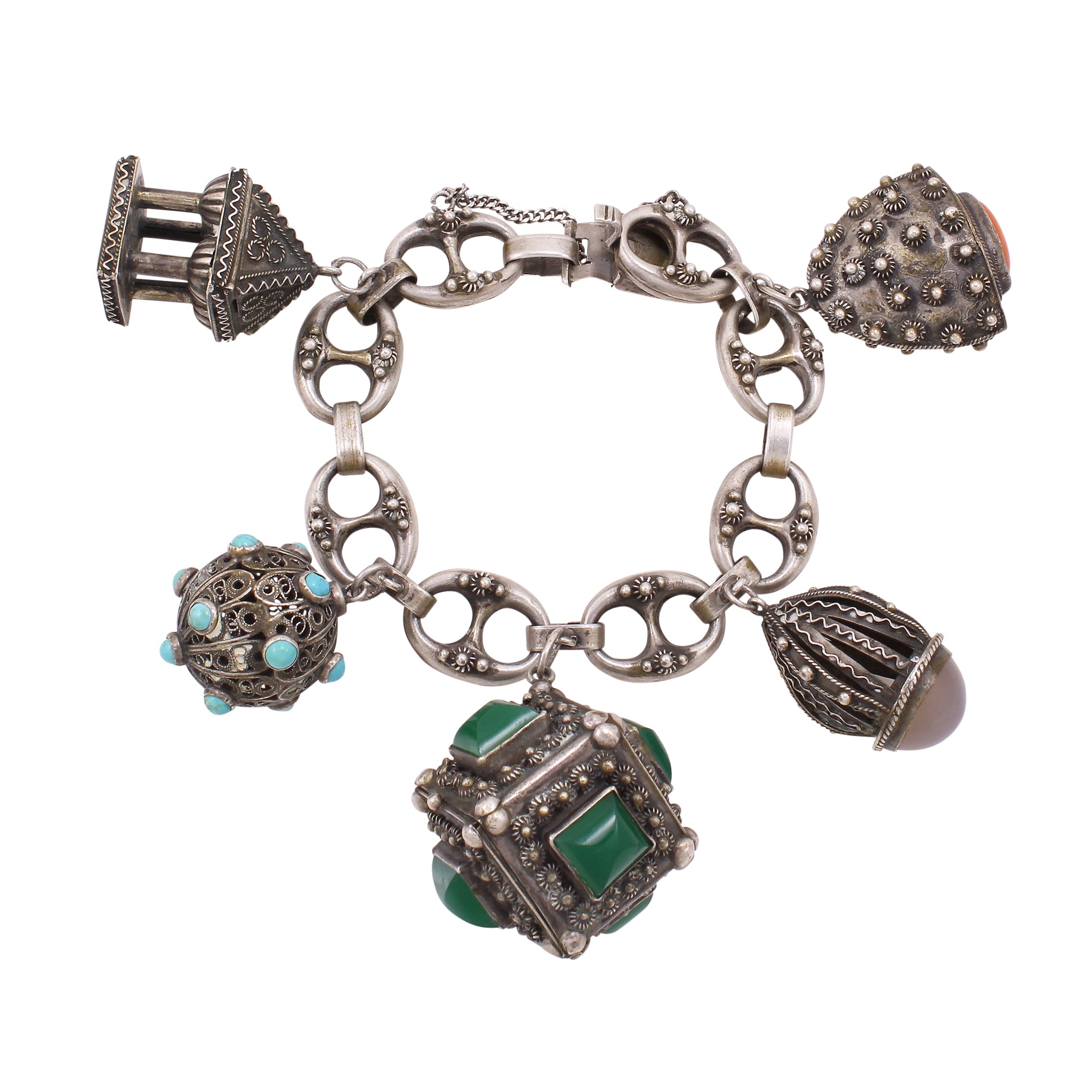 Franconeri Italian Silver Etrusan Style Charm Bracelet with Perfume Front