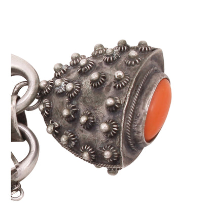 Coral Italian Silver Etrusan Style Charm 