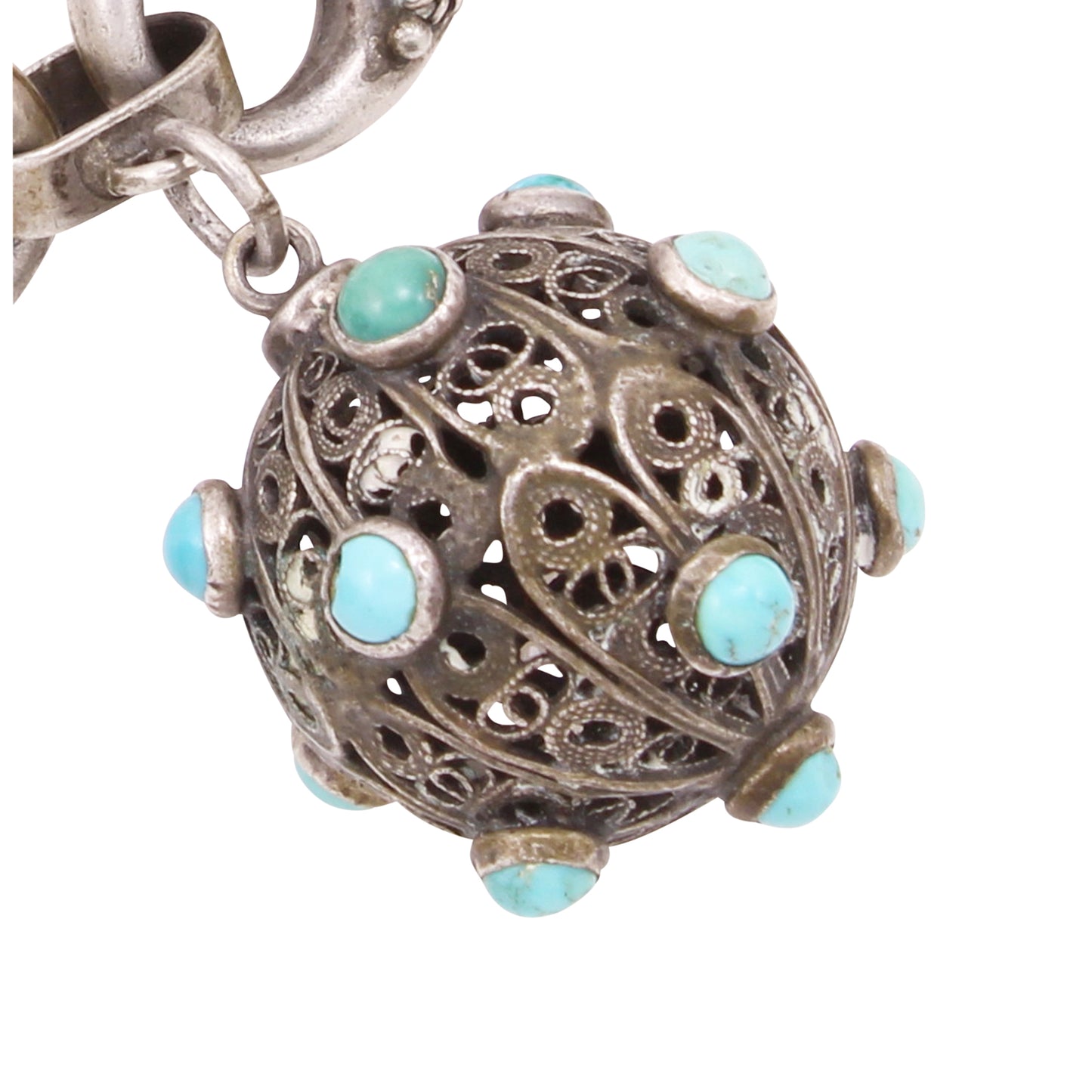 Turquoise Italian Silver Etrusan Style Charm 