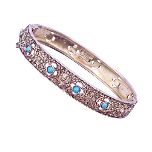 Art Deco Theodor Fahrner Sterling Silver Vermeil and Turquoise Bracelet