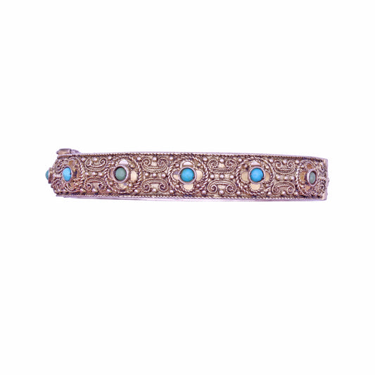 Art Deco Theodor Fahrner Sterling Silver Vermeil and Turquoise Bracelet Front
