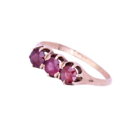 Victorian Past, Present, Future Trilogy Garnet 10k Yellow Gold Ring