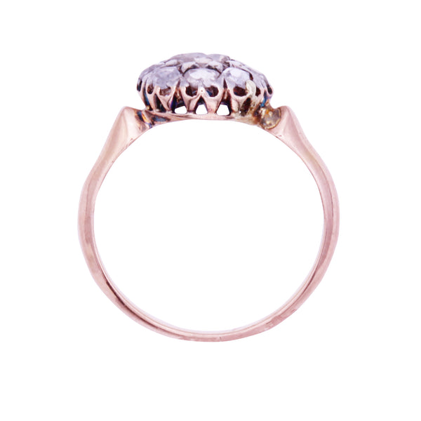 Georgian Style 14k Gold Rose Cut Diamond Ring Side