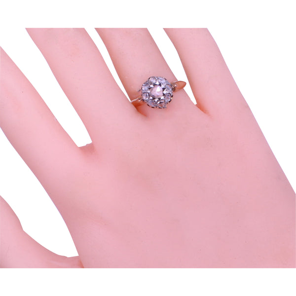 Georgian Style 14k Gold Rose Cut Diamond Ring Worn