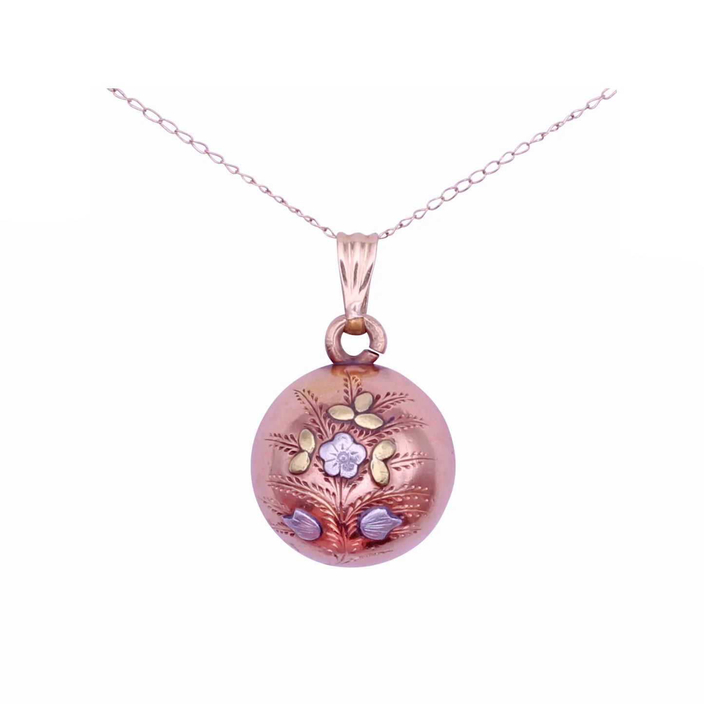 Victorian 14k Rose Gold with Yellow Gold and Silver Accents Charm Pendant