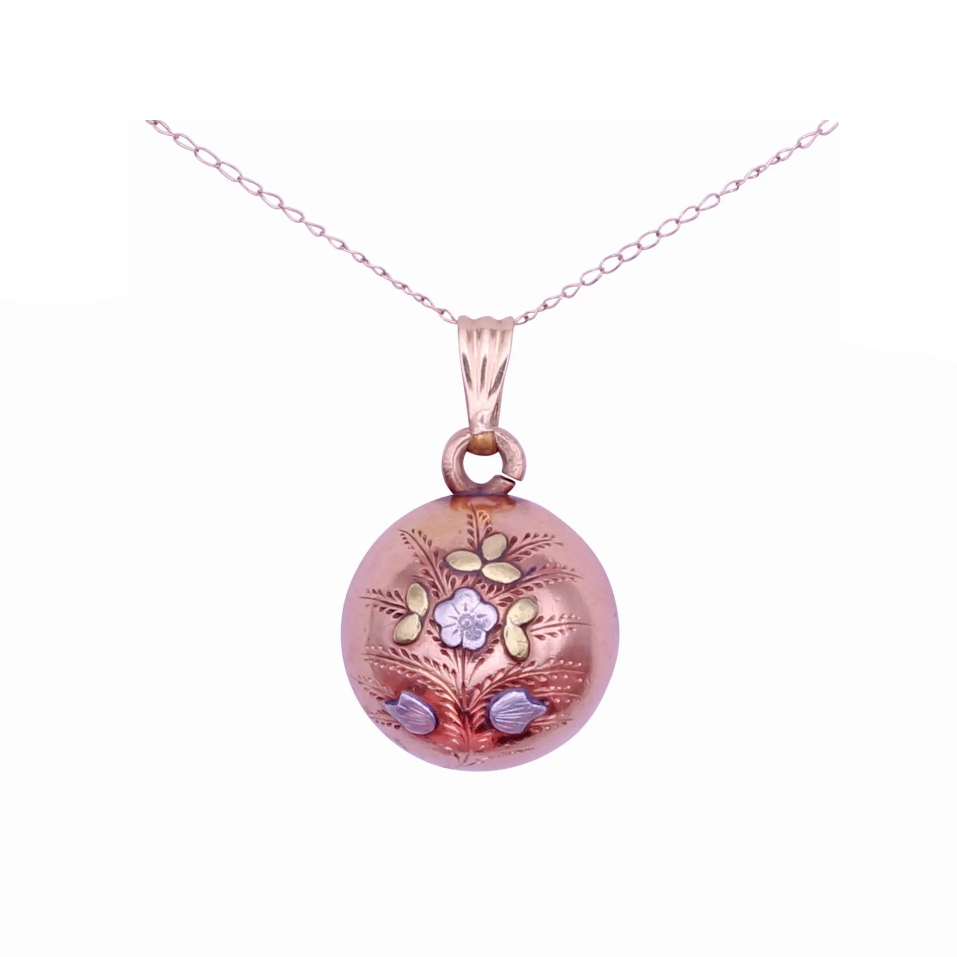 Victorian 14k Rose Gold with Yellow Gold and Silver Accents Charm Pendant