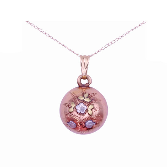 Victorian 14k Rose Gold with Yellow Gold and Silver Accents Charm Pendant