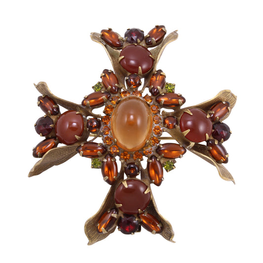Remarkable Maltese Cross Pin Brooch Front