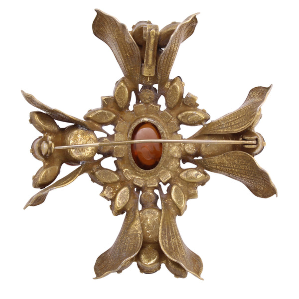 Remarkable Maltese Cross Pin Brooch Back