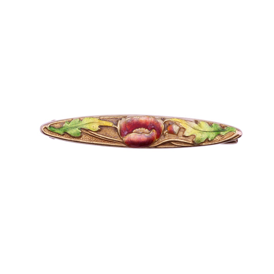 Art Nouveau Krementz Enamel Flower Bar Pin Brooch Front