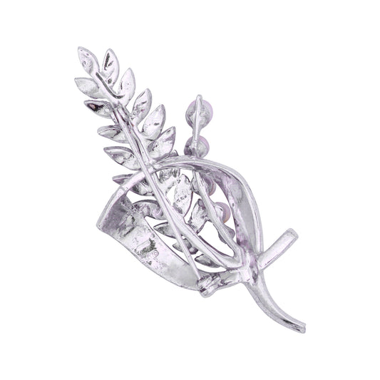 Pearl and Marcasite Sterling Silver Vintage Pin Brooch Back