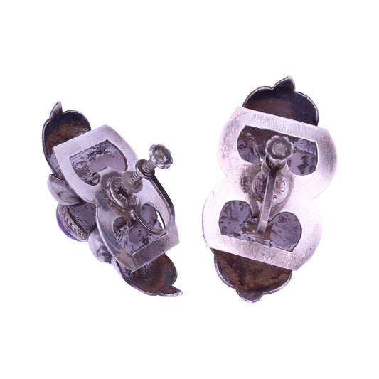 Taxco, Mexico Sterling Amethyst Pre-eagle Earrings Back