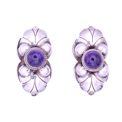 Taxco, Mexico Sterling Amethyst Pre-eagle Earrings