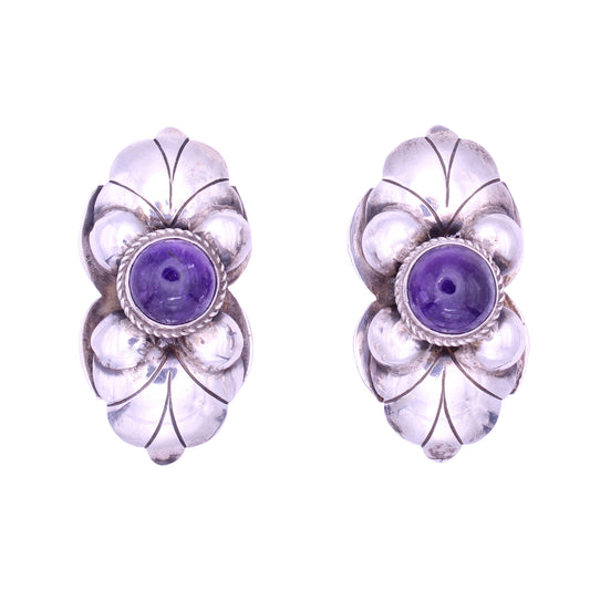 Taxco, Mexico Sterling Amethyst Pre-eagle Earrings