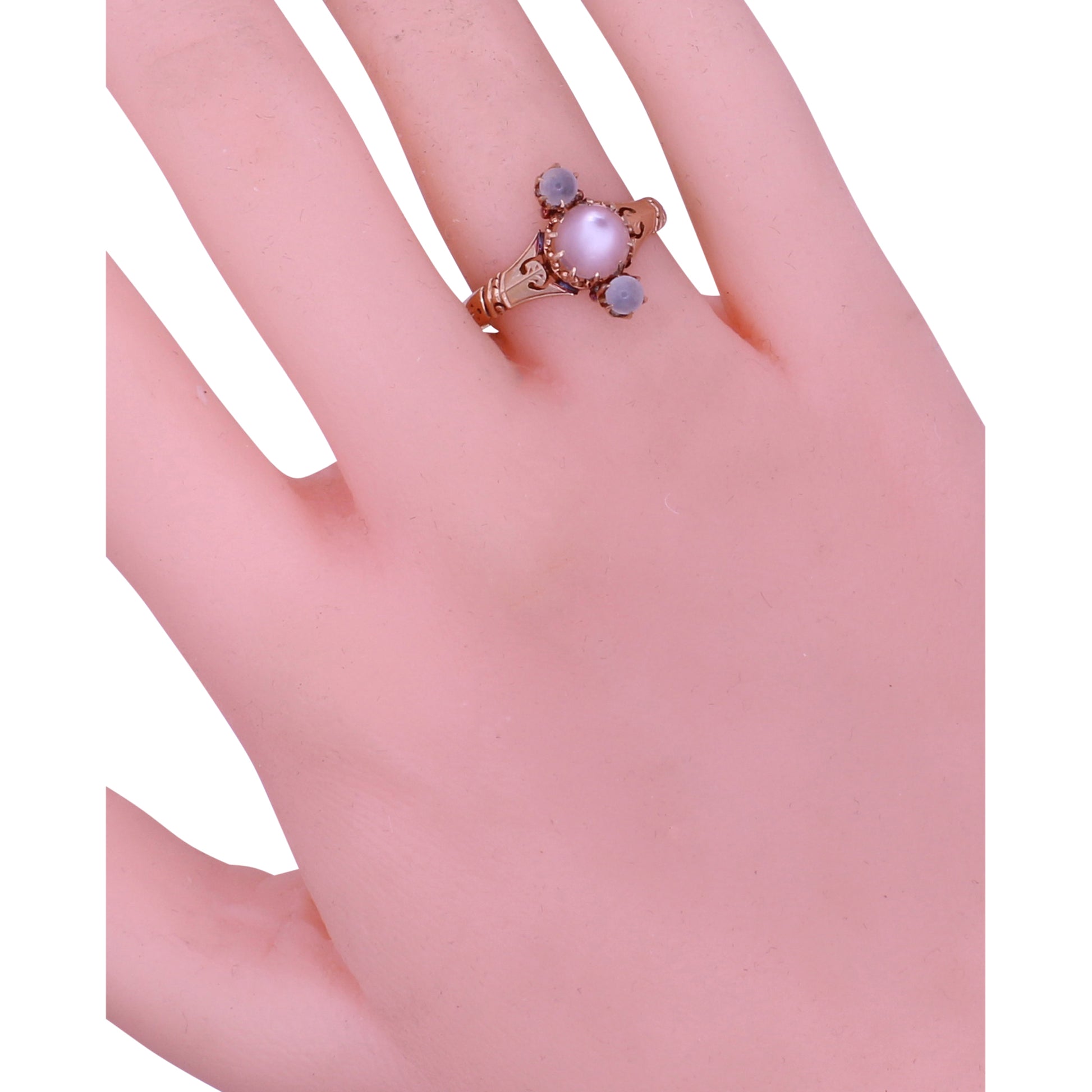 Victorian Moonstone 14k Yellow Gold Ring by M.B. Bryant & Co Worn
