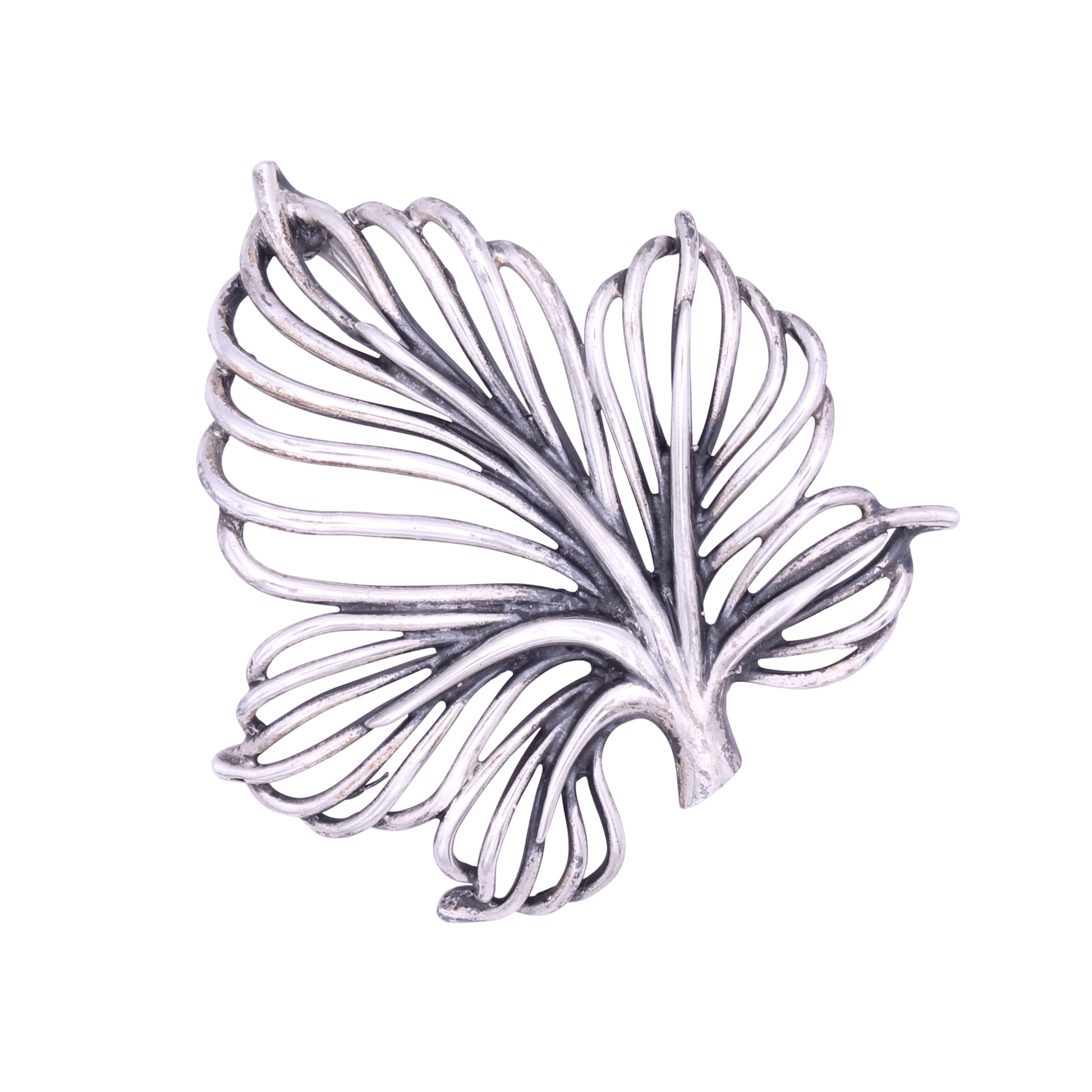 Early Napier Sterling Leaf Pin Brooch Front