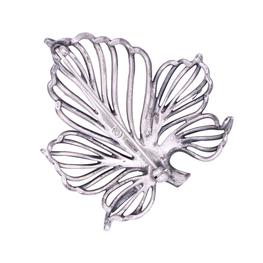 Early Napier Sterling Leaf Pin Brooch Back