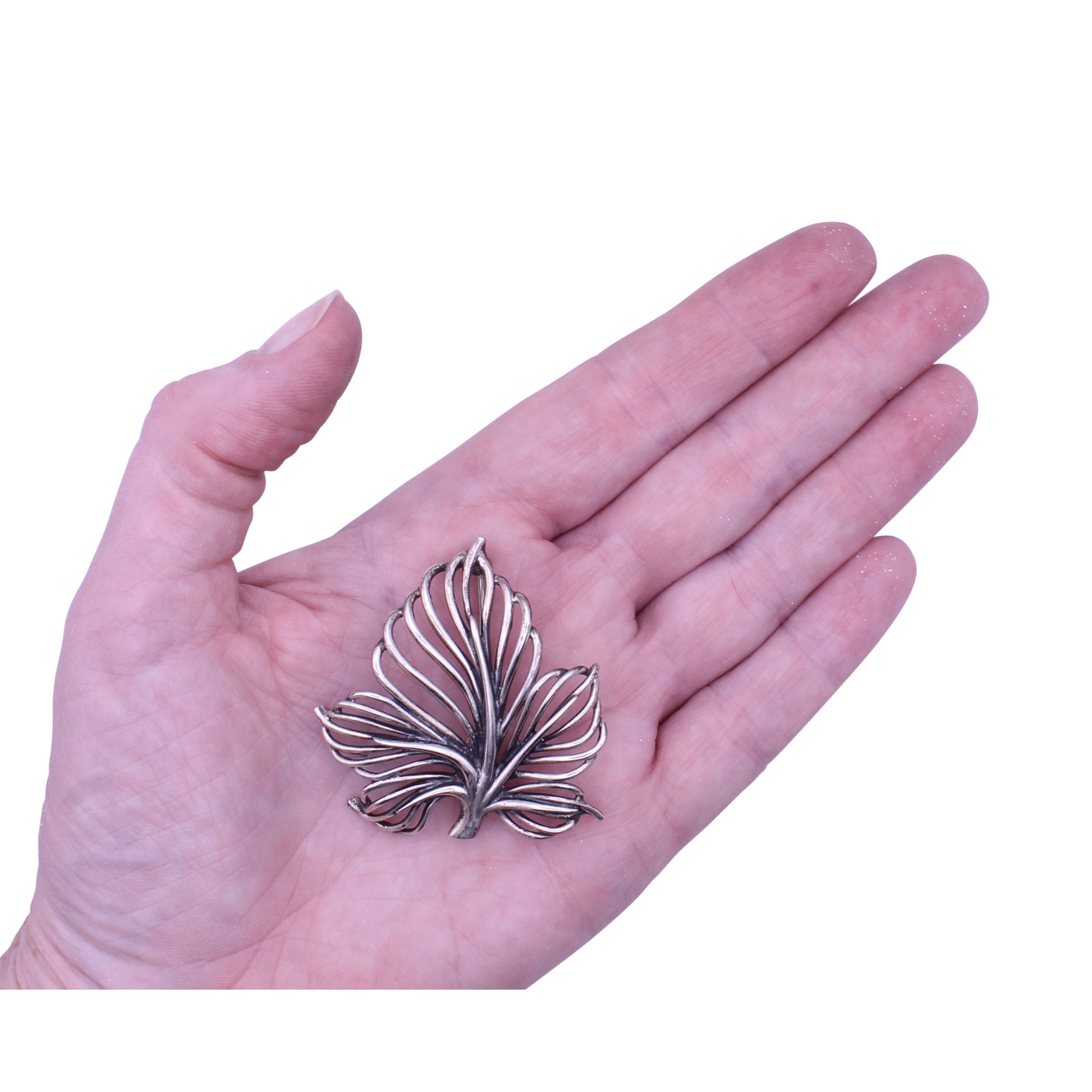 Early Napier Sterling Leaf Pin Brooch Held