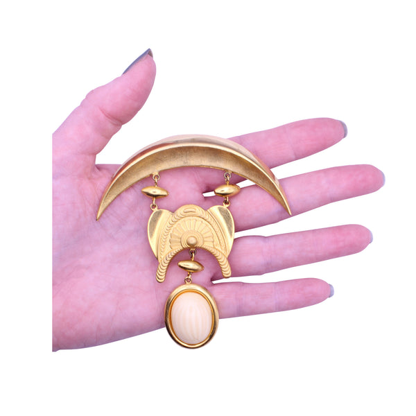 Donatella Pellini Large Faux Ivory Brooch Pin Held