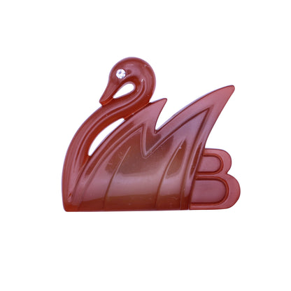 Denmark Margit Brandt Swan Carmel Plastic Pin Brooch