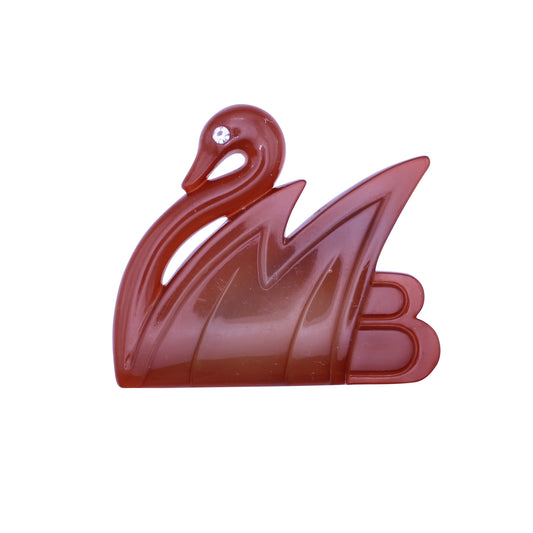 Denmark Margit Brandt Swan Carmel Plastic Pin Brooch
