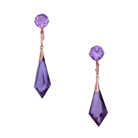 Vintage T.Y. Lee 14k Gold Sapphire Earrings Front