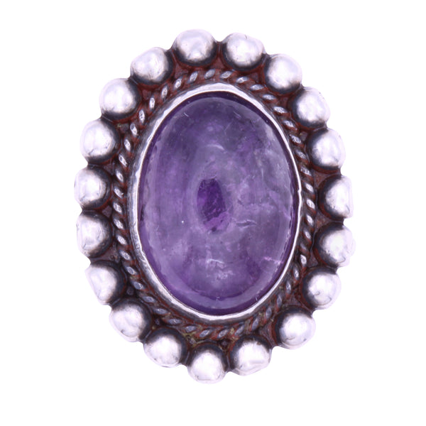 Vintage Sterling Amethyst Cabochon Ring