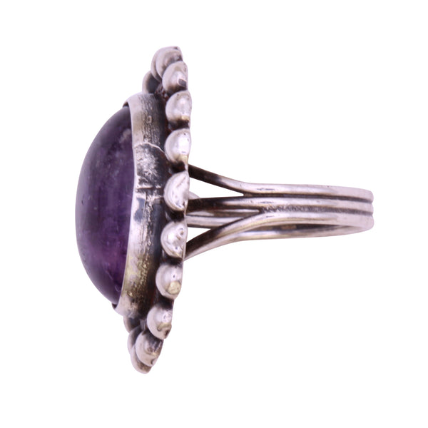 Vintage Sterling Amethyst Cabochon Ring