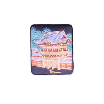 Toshikane Japan Arita Porcelain Nikko Toshogu Shrine Vintage Tie Tack Pin Front