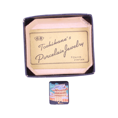Toshikane Japan Arita Porcelain Nikko Toshogu Shrine Vintage Tie Tack Pin