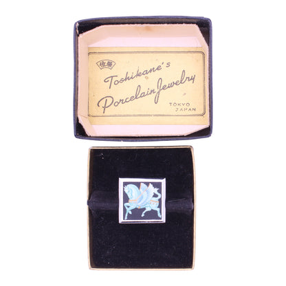 Toshikane Japan Arita Porcelain Pegasus Vintage Tie Tack Pin